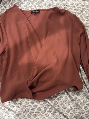 Timing Rust Wrap Blouse